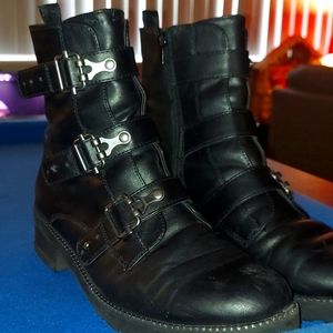 S.O. fake leather combat boots